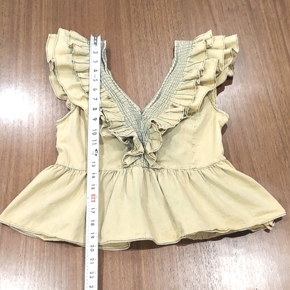 Mare Mare by Anthropologie Yellow/Cream Ruffled Blouse - Picture 7 of 13